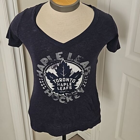 NHL Women's Hockey Logo Toronto Maple Leaf T-Shirt Navy Blue Medium - Picture 2 of 16